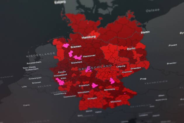 RKI dashboard, 7 day incidence is now 275.3 7 day incidence, RKI dashboard on a monitor on 24 08 2022 in Siegen Germany.
