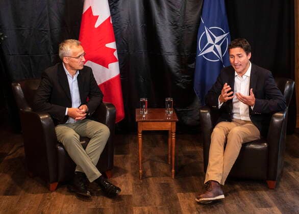 August 26, 2022, CAMBRIDGE BAY, AB, CANADA: NATO Secretary General Jens Stoltenberg and Prime Minister Justin Trudeau have a meeting at 4 Wing Cold Lake air base in Cold Lake Alta, on Friday August 26, 2022. CAMBRIDGE BAY CANADA  - ZUMAc35_ 20220826_zaf_c35_008 Copyright: xJasonxFransonx