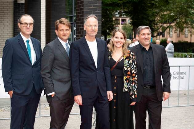 Torsten KOERNER, center, director, and his team, prize winner information and culture, red carpet, red carpet show, arrival, arrival, 58 Adolf Grimme Prize award ceremony Adolf Grimme Prize Grimme Prize in Marl, 26 08 2022 Ã