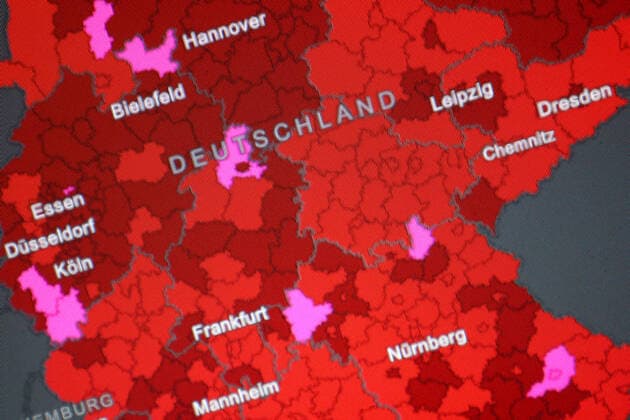 RKI dashboard, 7 day incidence is now 260.3 7 day incidence, RKI dashboard on a monitor on 27 08 2022 in Siegen Germany.