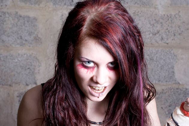 The girl the vampire aggressively looks forward, model released, , 253646.jpg, spooky, vampire, women, style, females, halloween, gothic, people, girls, bizarre, human, dark, fear, one, horror, makeup, fang, person, beauty, ceremonial, make-up, mystery, demon, young, evil, ghost, anger, devil, red, fashion, hell, fantasy, furious, femininity, screaming, death, goth, adult, black, face, costume, caucasian, beautiful, cruel, characters, night, fairy, eye, hair, dirty,