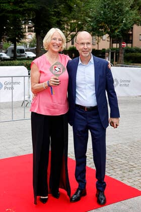 Journalist Katrin Eigendorf with her husband Jörg Eigendorf at the 58 award ceremony of the Grimme Award 2022 in the theater of the city of Marl Marl, 26 08 2022 NRW Germany Copyright: xChristophxHardtx