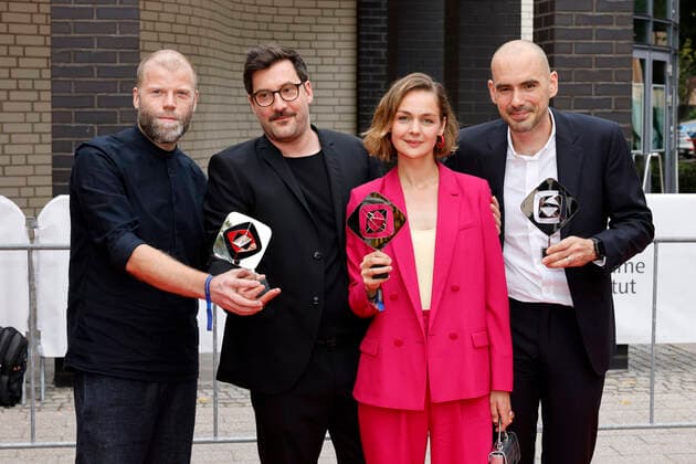 Guest, director Stefan Schaller, actress Luise Heyer and author Florian Oeller at the 58 Grimme Award 2022 ceremony at the Theater der Stadt Marl Marl, 26 08 2022 NRW Germany. Copyright: xChristophxHardtx