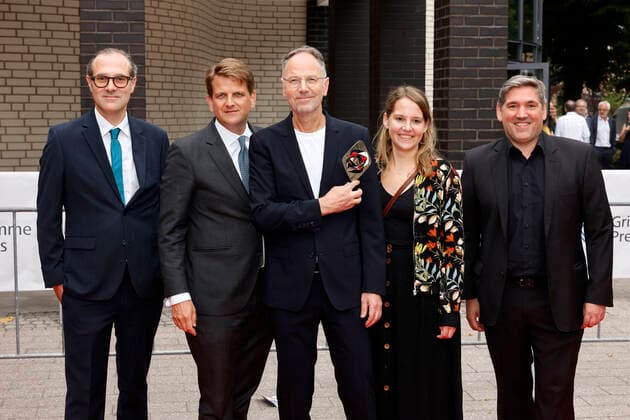 Director Torsten Körner center with team at the 58 award ceremony of the Grimme Award 2022 in the theater of the city Marl Marl, 26 08 2022 NRW Germany Copyright: xChristophxHardtx