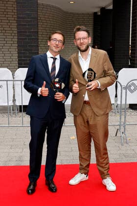 Creative Director Thomas Schmitt and Head Writer Jakob Lundt at the 58 Grimme Award 2022 ceremony at the Theater der Stadt Marl Marl, 26 08 2022 NRW Germany Copyright: xChristophxHardtx