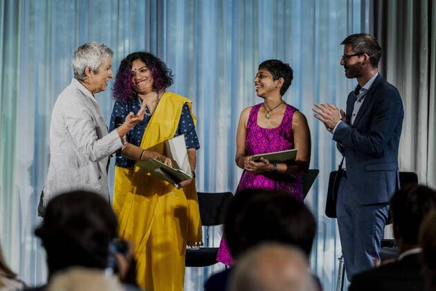 Nimi Ravindran and Shiva Pathak, Goethe Medal recipients, photographed at the Goethe Medal award ceremony in Weimar, 28 08 2022 Weimar Germany. Copyright: xFlorianxGaertner photothek.dex