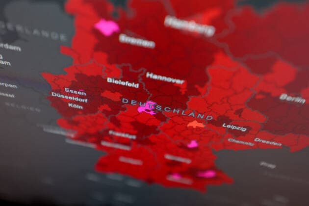 RKI dashboard, 7 day incidence is now 247.3 7 day incidence, RKI dashboard on a monitor on 30 08 2022 in Siegen Germany.