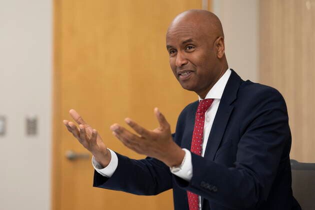 August 30, 2022, Kitchener, ON, Canada: Ahmed Hussen, Minister of Housing, Diversity and Inclusion addresses participants at the beginning of a housing round table at the Country Hills Library in Kitchener, Ont. on Tuesday, Aug. 30, 2022. Kitchener Canada  - ZUMAc35_ 20220830_zaf_c35_009 Copyright: xPeterxPowerx