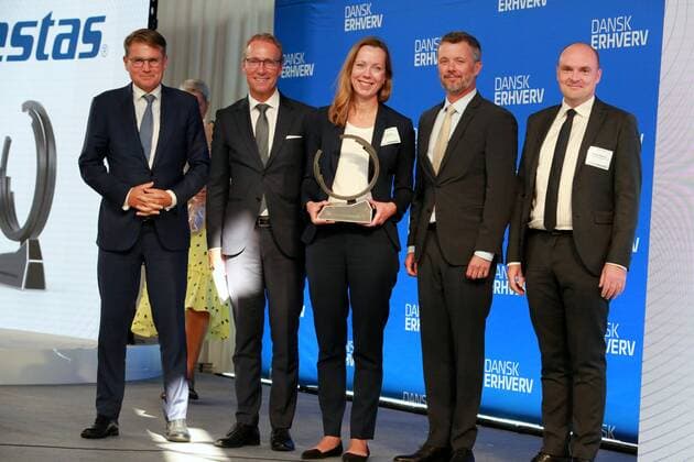 01-09-2022 Copenhagen Prince Frederik presides over the presentation of the Danish Business Award in connection with the Danish business anniversary in the Oksnehallen. The Dansk Erhverv prize is awarded to one or more companies that alone or jointly have demonstrated green action and thus support the green transition. The prize includes DKK 100,000. Winner 2022. VESTA Â  Copyright: xPPEx