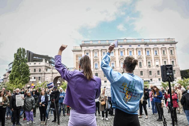 STOCKHOLM 20220902 Fridays For Future haller upptakt pa Mynttorget i Stockholm inför den stora klimatstrejken i samband med valet. STOCKHOLM SVERIGE x12130x *** STOCKHOLM 20220902 Fridays For Future holds a rally at Mynttorget in Stockholm ahead of the big climate strike in connection with the elections STOCKHOLM SWEDEN x12130x  Copyright: xTimxAro TTx FRIDAYS FOR FUTURE