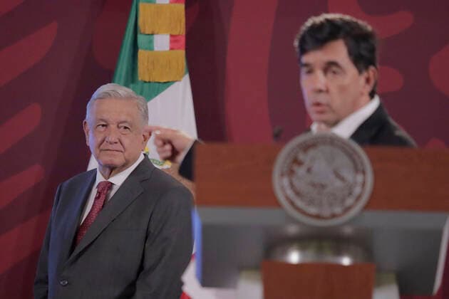 Press Conference AndrÃ s Manuel Lopez Obrador Jesus Ramirez Cuevas, General Coordinator of Social Communication and Spokesperson for the Presidency, at the National Palace in Mexico City during a press conference by AndrÃ s Manuel Lopez Obrador, President of Mexico. Mexico City Mexico City Mexico  Copyright: xGerardoxVieyrax originalFilename: vieyra-notitle220902_npOf1.jpg
