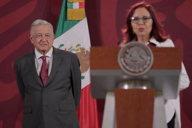 Press Conference AndrÃ s Manuel Lopez Obrador Leticia Ramirez Amaya, new Secretary of Public Education, at the National Palace during a press conference by AndrÃ s Manuel Lopez Obrador, President of Mexico. Mexico City Mexico City Mexico  Copyright: xGerardoxVieyrax originalFilename: vieyra-notitle220902_np9P0.jpg