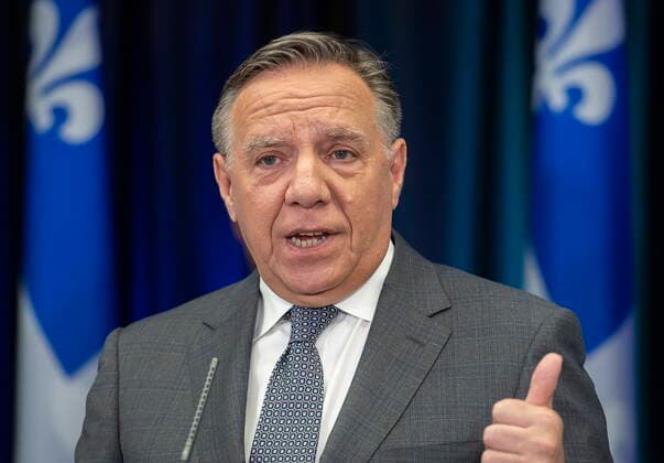 September 3, 2022, Montreal, PQ, Canada: Coalition Avenir Quebec Leader Francois Legault speaks during a news conference while on an election campaign stop in Montreal, Saturday, Sept. 3, 2022. Quebecers will go to the polls on October 3rd. Montreal Canada  - ZUMAc35_ 20220903_zaf_c35_002 Copyright: xGrahamxHughesx