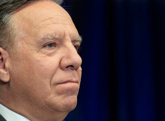 September 3, 2022, Montreal, PQ, Canada: Coalition Avenir Quebec Leader Francois Legault looks on during a news conference while on an election campaign stop in Montreal, Saturday, Sept. 3, 2022. Quebecers will go to the polls on October 3rd. Montreal Canada  - ZUMAc35_ 20220903_zaf_c35_003 Copyright: xGrahamxHughesx