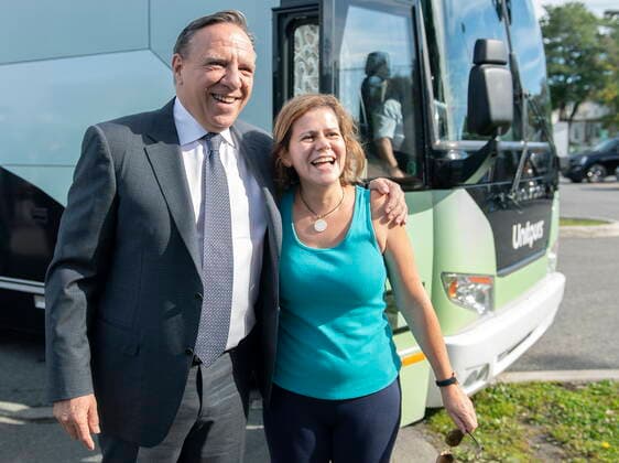 September 3, 2022, Montreal, PQ, Canada: Coalition Avenir Quebec Leader Francois Legault poses with a supporter during an election campaign stop in Montreal, Saturday, Sept. 3, 2022. Quebecers will go to the polls on October 3rd. Montreal Canada  - ZUMAc35_ 20220903_zaf_c35_012 Copyright: xGrahamxHughesx