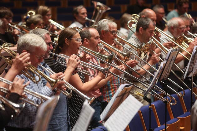 Final concert in the Tonhalle as part of the church music festival Rheinklang on 03 09 2022 in Duesseldorf About 500 participants took part in workshops for blaeser, choirs, organ and popular music during the three-day church music festival Rheinklang of the Evangelical Church in the Rhineland See epd message from 04 09 2022 ch Copyright: epd-bild Hans-JuergenxBauer EDITORIAL USE ONLY