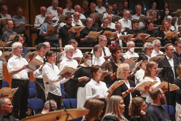 Final concert in the Tonhalle as part of the church music festival Rheinklang on 03 09 2022 in Duesseldorf About 500 participants took part in workshops for blaeser, choirs, organ and popular music during the three-day church music festival Rheinklang of the Evangelical Church in the Rhineland See epd message from 04 09 2022 ch Copyright: epd-bild Hans-JuergenxBauer EDITORIAL USE ONLY