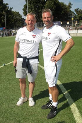 Johannes B Kerner and Sasha at the charity football match Kicken mit Herz for the benefit of the childrens heart ward of the University Hospital Eppendorf on 4 09 2022 in Hamburg Kicken mit Herz 2022 charity football match in Hamburg