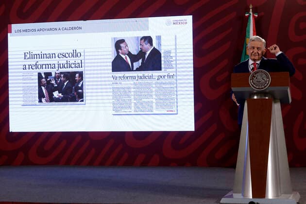 September 5, 2022, Mexico City, Mexico: Mexican President, Andres Manuel Lopez Obrador talks during his daily morning press conference at the National Palace. on September 5, 2022 in Mexico City, Mexico. Mexico City Mexico - ZUMAe321 20220905_zia_e321_014 Copyright: xLuisxBarronxEyepiexxGroupx