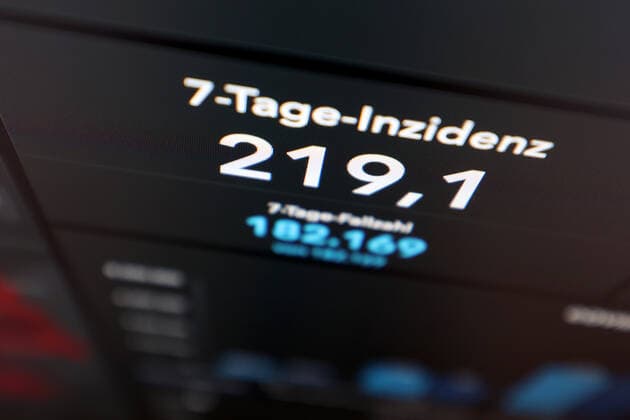 RKI dashboard, 7 day incidence is now 219.1 7 day incidence, RKI dashboard on a monitor on 06 09 2022 in Siegen Germany.