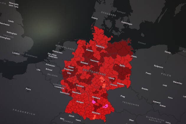 RKI dashboard, 7 day incidence is now 219.1 7 day incidence, RKI dashboard on a monitor on 06 09 2022 in Siegen Germany.