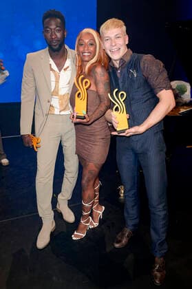 Farba Dieng, Nura and Julius Nitschkoff at the German Drama Award 2022 ceremony at Spindler Klatt restaurant Berlin, 09 09 2022 Foto:xF.xKernx xFuturexImage