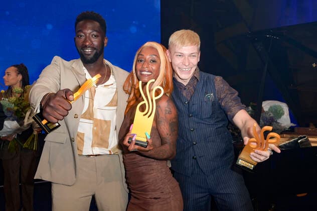 Farba Dieng, Nura and Julius Nitschkoff at the German Drama Award 2022 ceremony at Spindler Klatt restaurant Berlin, 09 09 2022 Foto:xF.xKernx xFuturexImage