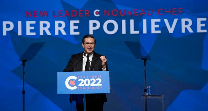 September 10, 2022, Ottawa, ON, Canada: Newly elected Conservative Leader Pierre Poilievre delivers his acceptance speech on stage after winning the leadership, Saturday, September 10, 2022 in Ottawa. Ottawa Canada  - ZUMAc35_ 20220910_zaf_c35_255 Copyright: xAdrianxWyldx