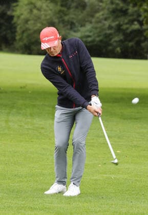 28 Tabaluga Golf Cup Tobias Angerer wins together with his wife the gross classification at the 28 Tabaluga Golf Cup, here at chipping, former world class cross country skier, Tutzing Bavaria Germany Golf Course Tutzing
