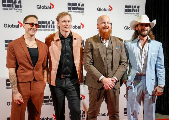 September 11, 2022, Calgary, AB, CANADA: The James Barker Band pose on the red carpet at the Canadian Country Music Awards in Calgary, Alta., Sunday, Sept. 11, 2022. Calgary CANADA  - ZUMAc35_ 20220911_zaf_c35_323 Copyright: xJeffxMcintoshx