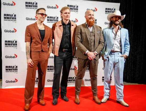 September 11, 2022, Calgary, AB, CANADA: The James Barker Band pose on the red carpet at the Canadian Country Music Awards in Calgary, Alta., Sunday, Sept. 11, 2022. Calgary CANADA  - ZUMAc35_ 20220911_zaf_c35_324 Copyright: xJeffxMcintoshx