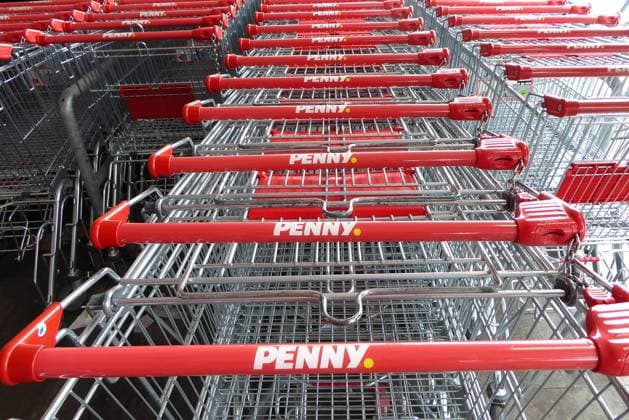 RECORD DATE NOT STATED Einkaufswagen vom Lebensmittel-Discounter Penny Einkaufswagen vom Lebensmittel-Discounter Penny *** Penny discount grocery shopping cart Penny discount grocery shopping cart 