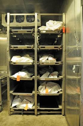 View of body bags of undocumented immigrants stored at the Pima County Medical Examiner s Office morgue on September 12, 2022 in Tucson, Arizona, USA issued 14 September 2022. The morgues in the US southern border states such as Arizona and Texas are saturated and cannot cope with processing and storing the bodies of undocumented immigrants who have died in their desire to achieve the American dream. US border morgues overwhelmed by rising migrant deaths !ACHTUNG: NUR REDAKTIONELLE NUTZUNG!  Copyright: xMariaxLeonx USA9949 20220914-87cf6e284ec99b0b15a3a67aadf6d0c98d2457cd