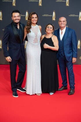 Giovanni ZARRELLA, Jana Ina ZARRELLA, and parents Bruno and Clementina ZARRELLA red carpet, red carpet show, arrival, arrival, German Television Award ceremony, The German Television Award 2022, German Television Award 2022 in Cologne, on 14 09 2022
