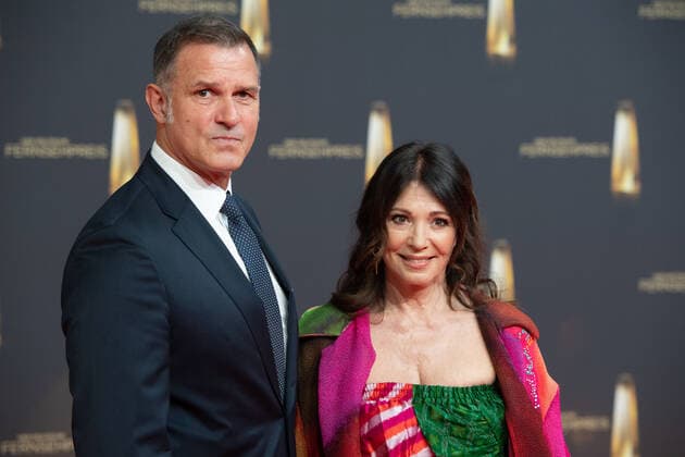 Iris BERBEN, actress, and partner Heiko KIESOW, red carpet, red carpet show, arrival, arrival, award of the German Television Award, The German Television Award 2022, German Television Award 2022 in Cologne, on 14 09 2022