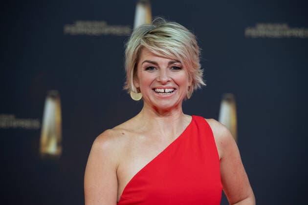 Sabine HEINRICH, presenter, red carpet, red carpet show, arrival, arrival, German Television Award, German Television Award 2022, German Television Award 2022 in Cologne, on 14 09 2022