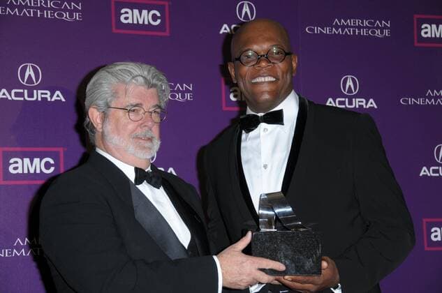 George Lucas and Samuel L. Jackson at the 23rd Annual American Cinematheque Awards. Beverly Hilton, Beverly Hills, CA. 12-01-08 , 11751786.jpg, talent, star, popular, fame, event, celebrity, entertainment, famous, person, people,
