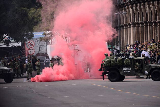September 16, 2022, Mexico City, Mexico: Members of National Guard marching during the civic-military parade as part of the commemoration of the 212th Anniversary of the beginning of Mexico s Independence in the downtown. on September 16, 2022 in Mexico City, Mexico. Mexico City Mexico - ZUMAe321 20220916_zia_e321_001 Copyright: xCarlosxTischlerxEyepixxGroupx