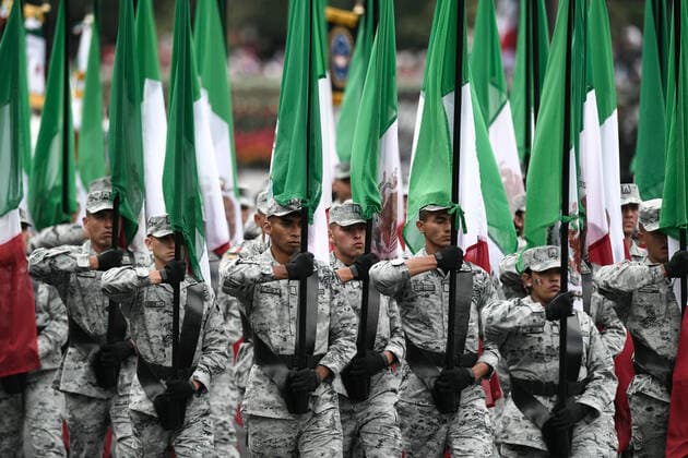 (220917) -- MEXICO CITY, Sept. 17, 2022 -- Members of the Mexican National Guard participate in the military parade for Mexico s Independence Day at the Zocalo Square in Mexico City, Mexico, on Sept. 16, 2022. Mexico on Friday celebrated the 212nd anniversary of its struggle for independence from Spanish colonial rule with a call for world peace and several commemorative activities. ) MEXICO-MEXICO CITY-INDEPENDENCE DAY-MILITARY PARADE XinxYuewei 