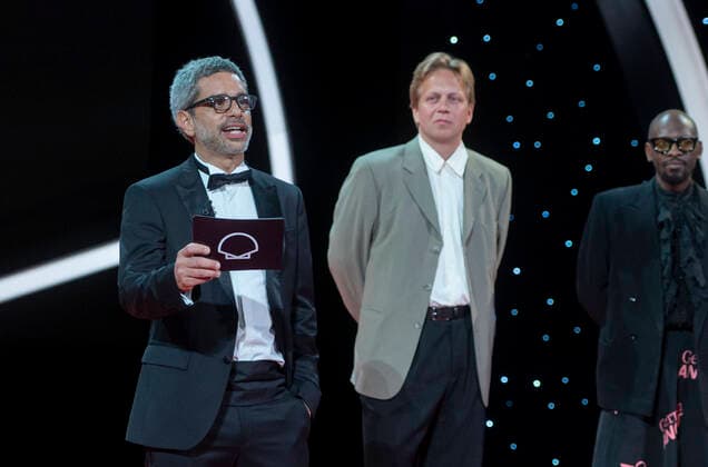 Opening Gala Of The San Sebastian Film Festival 2022 Producer and jury member Matias Mosteirin (l) during the opening gala of the San Sebastian Film Festival 2022 at the Kursaal, September 16, 2021, San Sebastian, Guipuzkoa, Basque Country, (Spain). From today until next Saturday, September 24, San Sebastian dresses up to host the 70th edition of Zinemaldia, the most famous Spanish film festival. One example is the French actress Juliette Binoche, to whom the festival has dedicated its official poster this year and who will attend, for the fourth time in its history, to receive one of the Donostia awards. San Sebastian Spain Spain Copyright: xAlbertoxOrtegax originalFilename: agency-openingg220916_npm5z.jpg