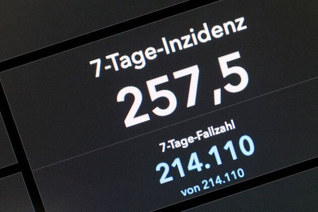 RKI dashboard, 7 day incidence is now 257.5 7 day incidence, RKI dashboard on a monitor on 17 09 2022 in Siegen Germany.