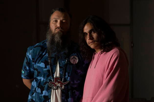 September 19, 2022, Toronto, ON, CANADA: Daniel Monkman (left) and Adam Sturgeon of OMBIIGIZI pose for a portrait at the Polaris Music Prize Awards in Toronto on Monday, September 19, 2022. Toronto CANADA  - ZUMAc35_ 20220919_zaf_c35_170 Copyright: xChrisxYoungx