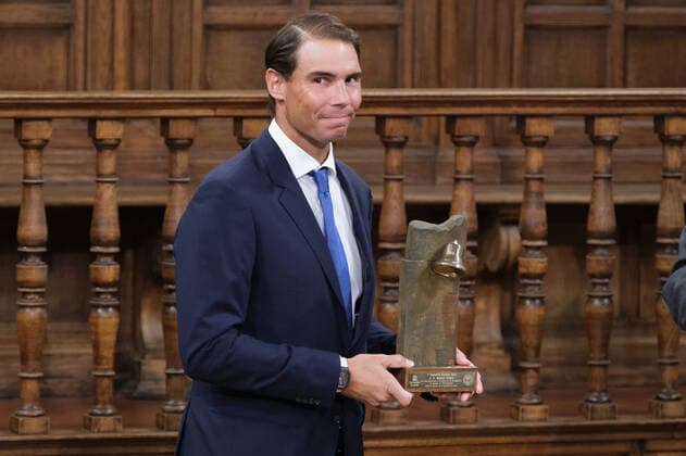 September 20, 2022, Madrid, Spain: Tennis player Rafael Nadal, seen during the delivery of the Camino Real Award on its fifth edition at the auditorium of the University of Alcala, in Alcala de Henares, Madrid. The Camino Real award has been granted by the Franklin Institute of the University of Alcala, which recognizes the professional work of Spaniards who in an outstanding and exemplary way project and enhance the positive image of Spain in the United States. The projection of the image of Spain in North America by the tennis player, means his triumph in the US Open (2019), as well as in previous editions of 2010, 2013, 2017 and in other tournaments played in North America. Madrid Spain - ZUMAs197 20220920_zaa_s197_114 Copyright: xAtilanoxGarciax