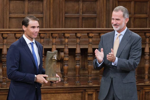 The King Presents The V Edition Of The camino Real Award To Rafa Nadal King Felipe VI presents the Camino Real Award to tennis player Rafael Nadal , during its fifth edition, at the auditorium of the University of Alcala, on 20 September, 2022 in Alcala de Henares, Madrid, Spain Madrid Spain  Copyright: xOscarxGonzalezx originalFilename: gonzalez-notitle220920_npOow.jpg
