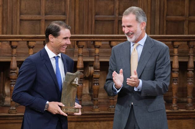 Entertainment Themen der Woche KW38 Entertainment Bilder des Tages The King Presents The V Edition Of The camino Real Award To Rafa Nadal King Felipe VI presents the Camino Real Award to tennis player Rafael Nadal , during its fifth edition, at the auditorium of the University of Alcala, on 20 September, 2022 in Alcala de Henares, Madrid, Spain Madrid Spain  Copyright: xOscarxGonzalezx originalFilename: gonzalez-notitle220920_npzST.jpg