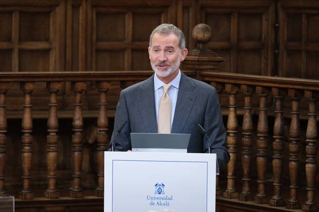 September 20, 2022, Madrid, Spain: King Felipe VI of Spain seen during the delivery of the Camino Real Award on its fifth edition at the auditorium of the University of Alcala, in Alcala de Henares, Madrid. The Camino Real award has been granted by the Franklin Institute of the University of Alcala, which recognizes the professional work of Spaniards who in an outstanding and exemplary way project and enhance the positive image of Spain in the United States. The projection of the image of Spain in North America by the tennis player, means his triumph in the US Open (2019), as well as in previous editions of 2010, 2013, 2017 and in other tournaments played in North America. Madrid Spain - ZUMAs197 20220920_zaa_s197_123 Copyright: xAtilanoxGarciax