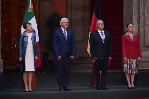 September 20, 2022, Mexico City, Mexico: (L) President of the Federal Republic of Germany Frank-Walter Steinmeier accompanied by his wife Elke BoÂ¼denbender and Mexico s President Andres Manuel Lopez Obrador accompanied by his wife Beatriz Gutio rrez MoÂ¼ller during the welcoming ceremony before to the Germany-Mexico bilateral meeting as part of Frank-Walter Steinmeier s Working Visit to Mexico at the National Palace. on September 20, 2022 in Mexico City, Mexico. Mexico City Mexico - ZUMAe321 20220920_zia_e321_036 Copyright: xCarlosxTischlerxEyepixxGroupx