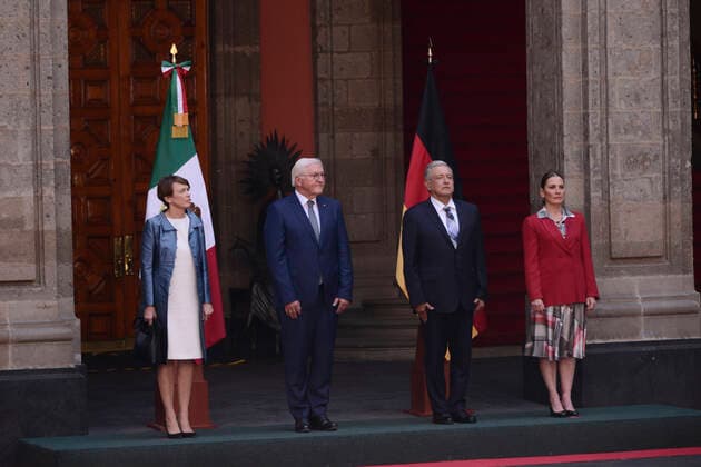 September 20, 2022, Mexico City, Mexico: (L) President of the Federal Republic of Germany Frank-Walter Steinmeier accompanied by his wife Elke BoÂ¼denbender and Mexico s President Andres Manuel Lopez Obrador accompanied by his wife Beatriz Gutio rrez MoÂ¼ller during the welcoming ceremony before to the Germany-Mexico bilateral meeting as part of Frank-Walter Steinmeier s Working Visit to Mexico at the National Palace. on September 20, 2022 in Mexico City, Mexico. Mexico City Mexico - ZUMAe321 20220920_zia_e321_031 Copyright: xCarlosxTischlerxEyepixxGroupx