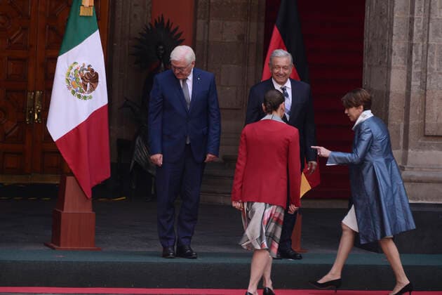 September 20, 2022, Mexico City, Mexico: President of the Federal Republic of Germany Frank-Walter Steinmeier and Mexico s President Andres Manuel Lopez Obrador during the welcoming ceremony before to the Germany-Mexico bilateral meeting as part of Frank-Walter Steinmeier s Working Visit to Mexico at the National Palace. on September 20, 2022 in Mexico City, Mexico. Mexico City Mexico - ZUMAe321 20220920_zia_e321_005 Copyright: xCarlosxTischlerxEyepixxGroupx