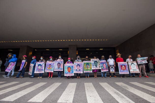 September 20, 2022, Mexico City, CDMX, Mexico: Students from the Isidro Burgos teacherÃ‚Â s rural school in Ayotzinapa, as well as mothers and fathers of the 43 missing youths, called for a protest in front of the Ministry of Foreign Affairs to demand to speed up the process for the extradition of Tomas Zeron de Lucio, former head of the Criminal Investigation Agency (AIC by its acronym in Spanish), who is in Israel. Zeron de Lucio is accused of torture and forced disappearance in connection with the case Mexico City Mexico - ZUMAl178 20220920_znp_l178_022 Copyright: xCristianxLeyvax